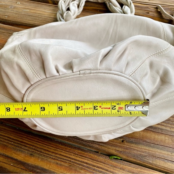 Furla Braided Double Handle Leather Hobo Slouchy Bag in grey EUC - Picture 13 of 17